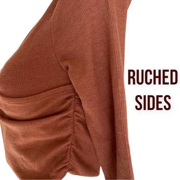 EUC LOVERS + Friends Long Sleeve Ribbed Wrap Cropped Top (BN16-103) - Picture 5 of 11